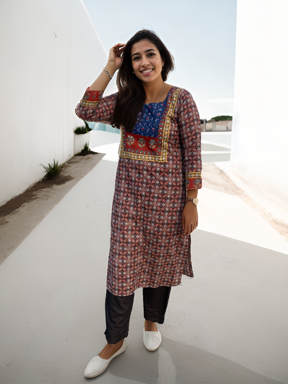 Hand Block Printed Cotton Tabla Kurti