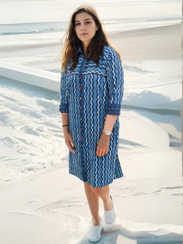 Indigo Hand-Block Printed Dress