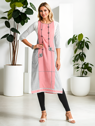 Pink straight kurti