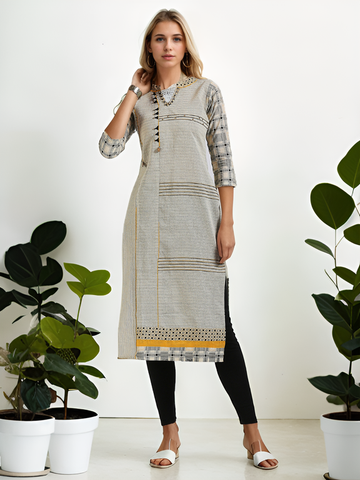 Beige cream straight kurti