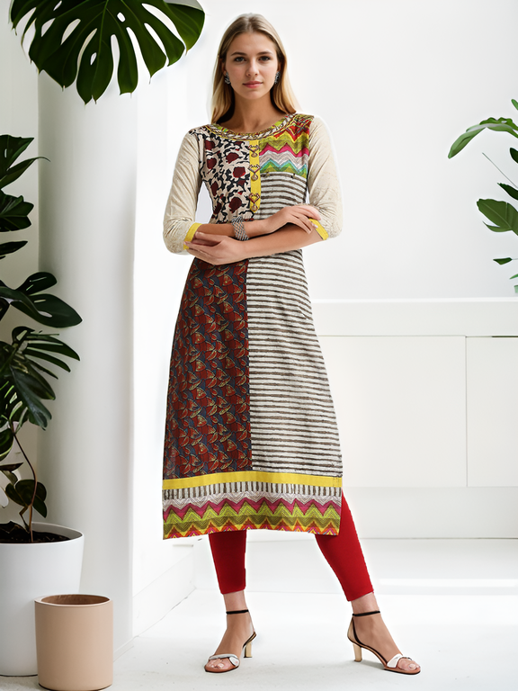 Multi print straight kurti