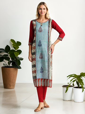 blue straight kurti