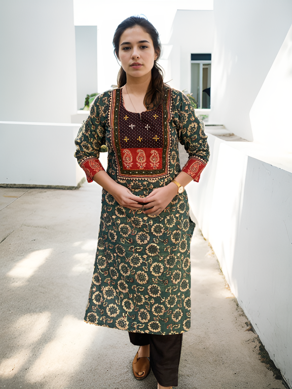 Vanaspati Vegitable Handblock Print Tabla Kurti