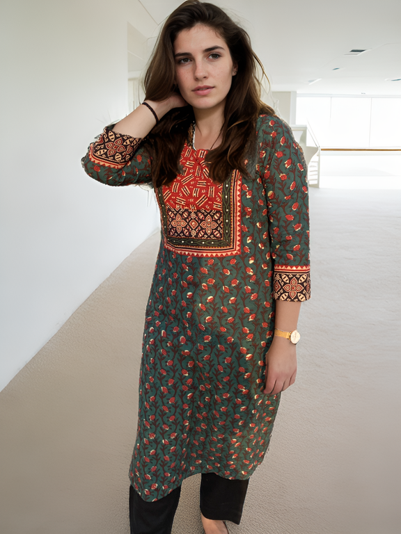 Vanaspati Vegitable Handblock Print Tabla Kurti