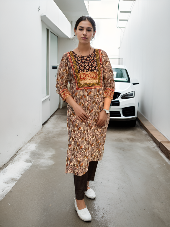 Vanaspati Vegitable Handblock Print Tabla Kurti