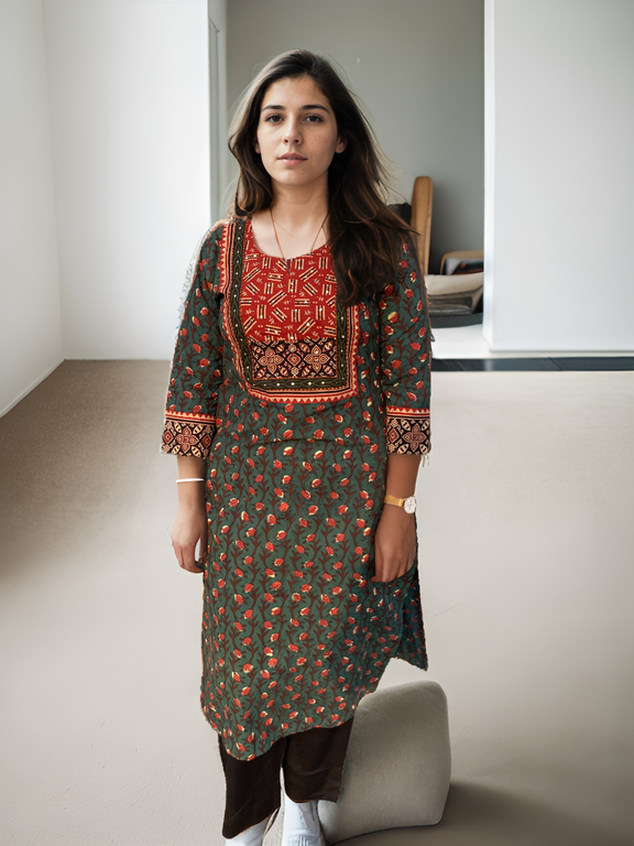 Vanaspati Vegitable Handblock Print Tabla Kurti