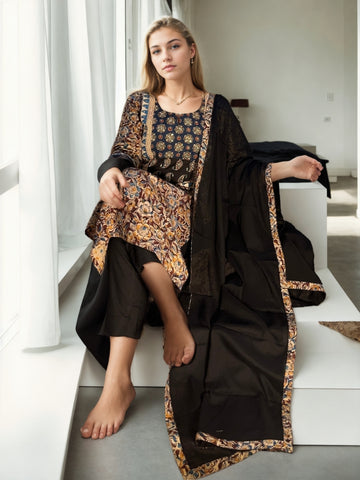 Nritya kalamkari black 3Piece Set