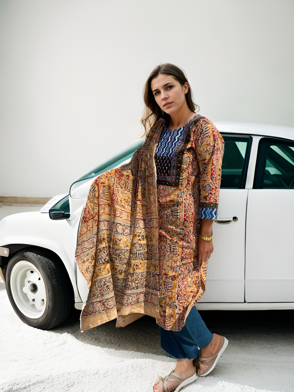 Handblock Printed Cotton Kurti Set