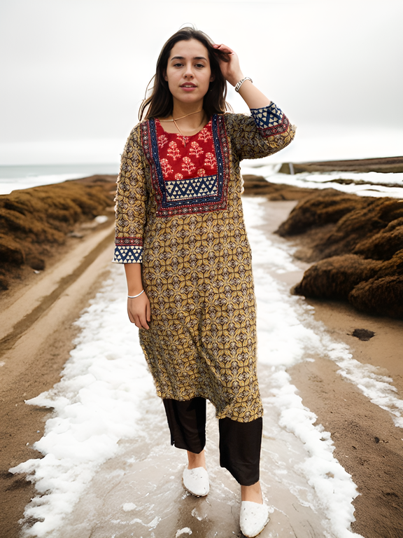 Hand Block Printed Cotton Tabla Kurti