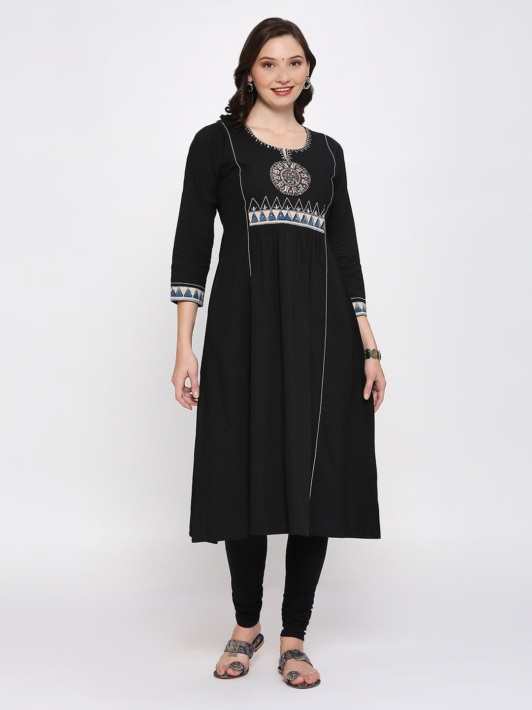 Cut work straight kurti