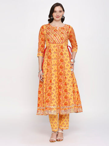 Orange anarkali kurti top bottom