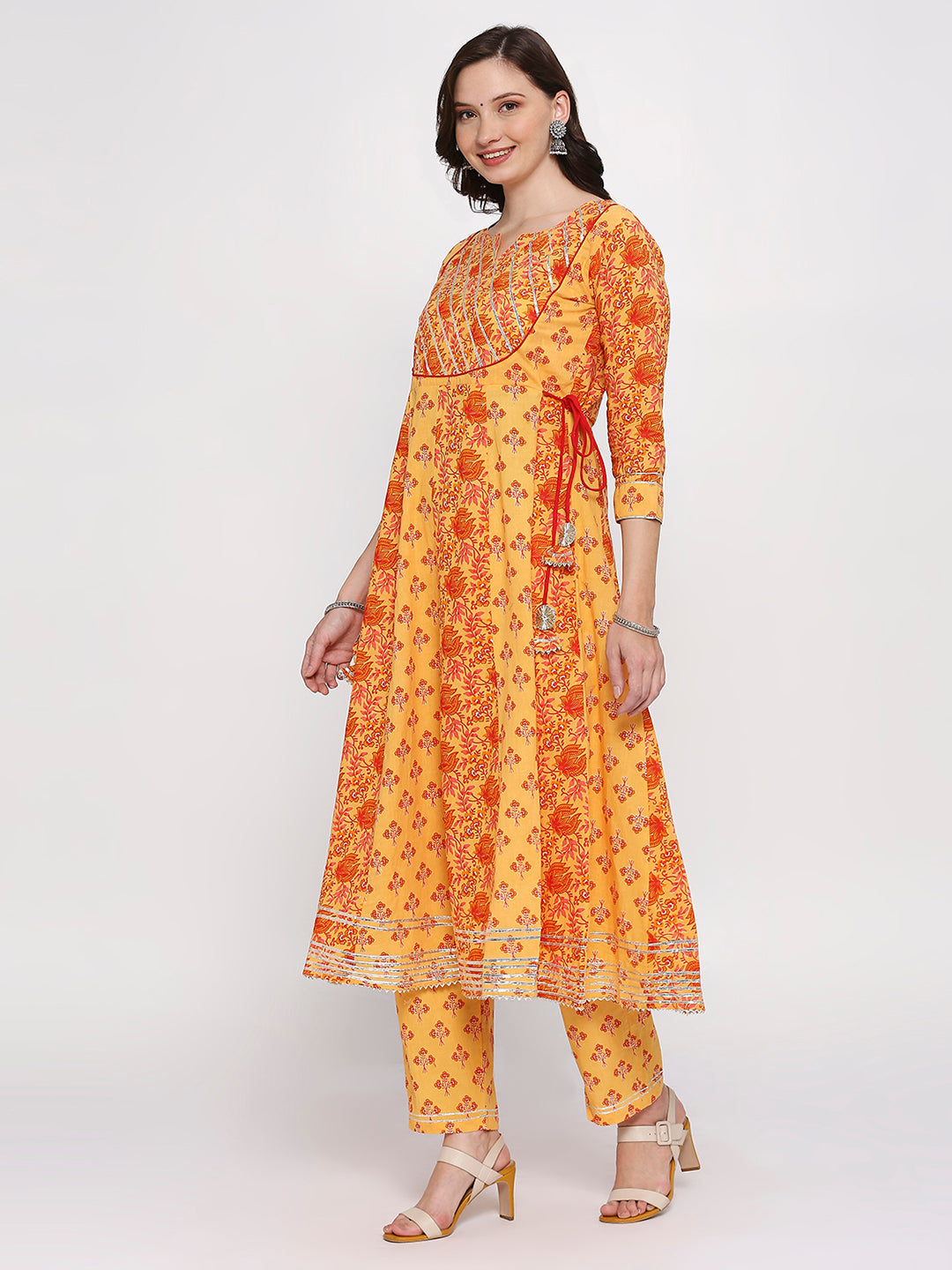 Orange anarkali kurti top bottom