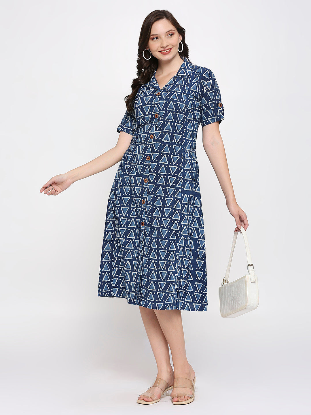 Indigo dabu block printed Midi Dress