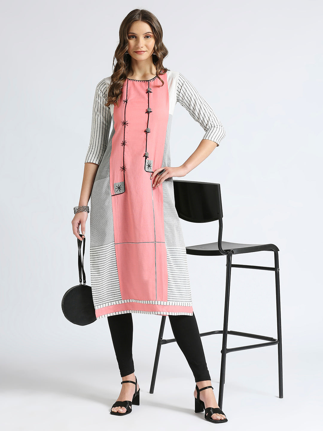 Pink straight kurti