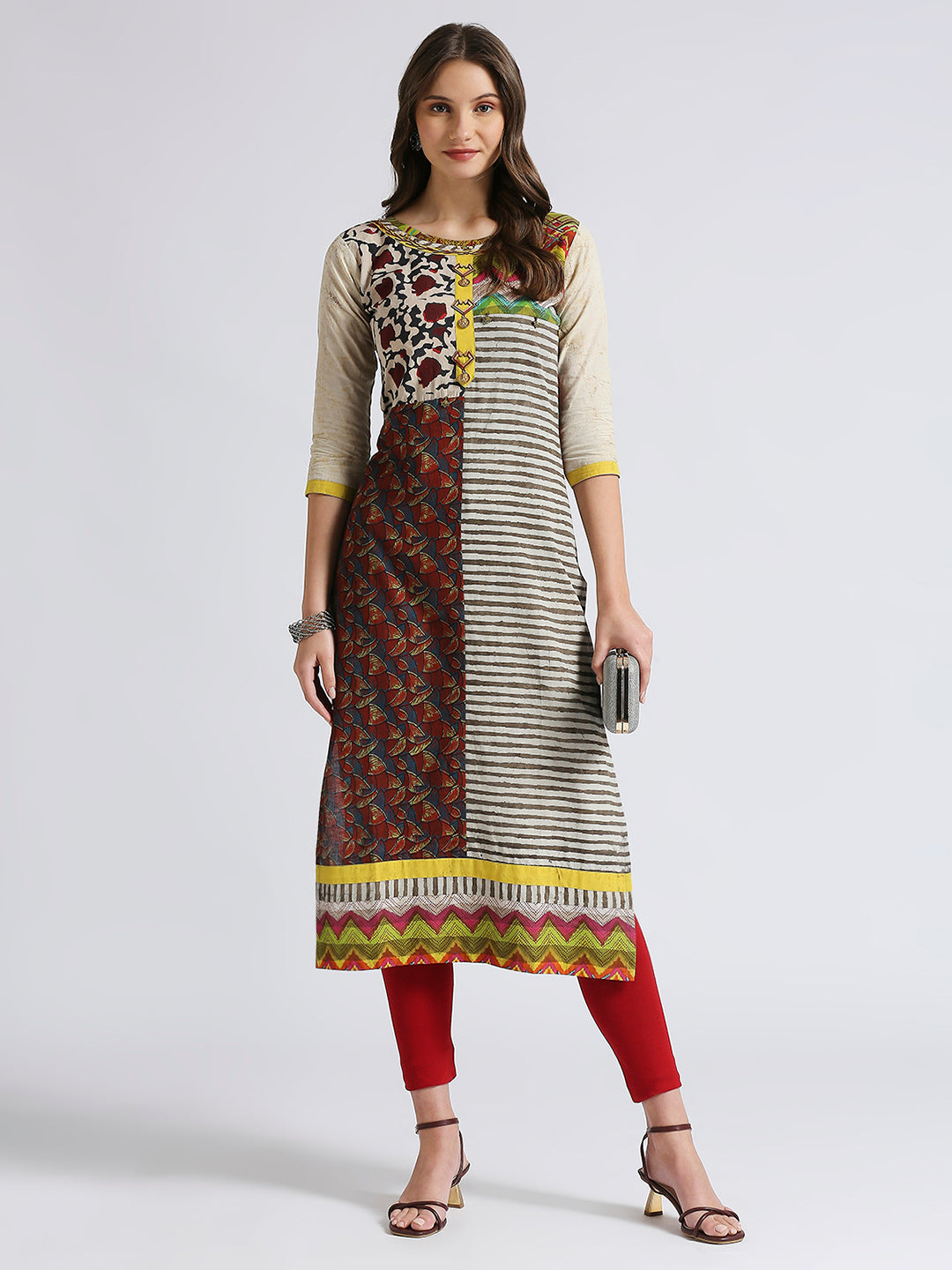 Multi print straight kurti