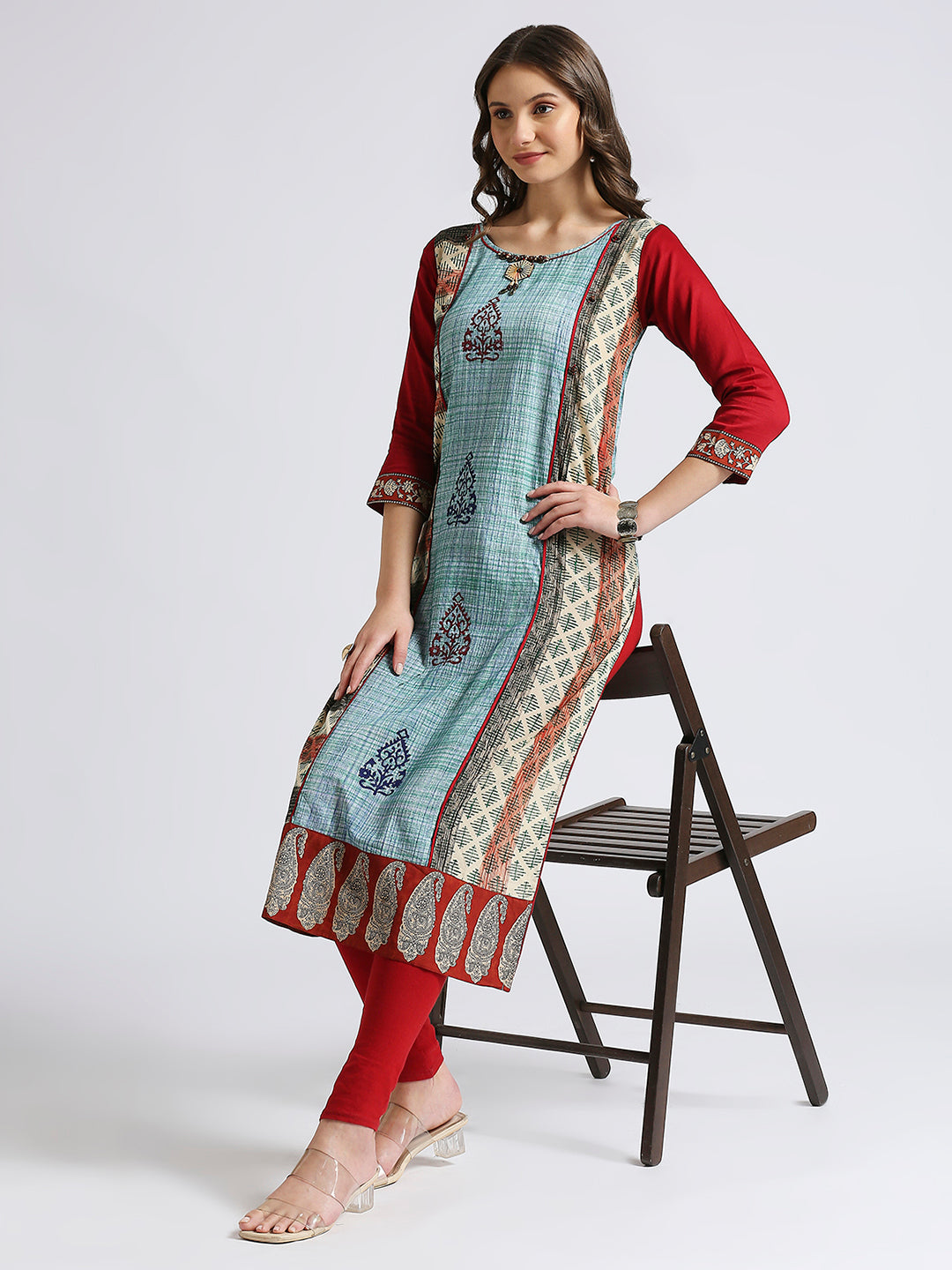 blue straight kurti