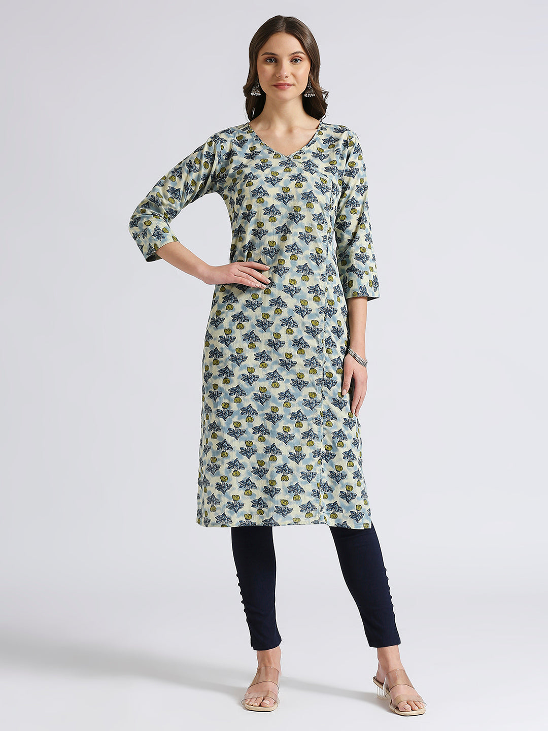 Mint block printed kurti