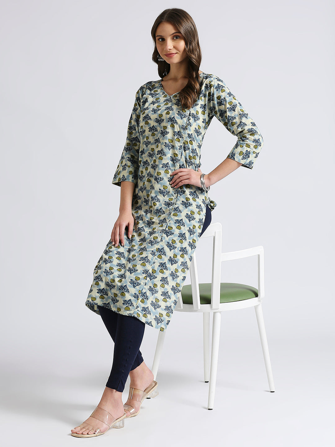 Mint block printed kurti