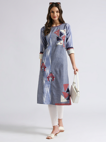 Applique Work Blue kurti