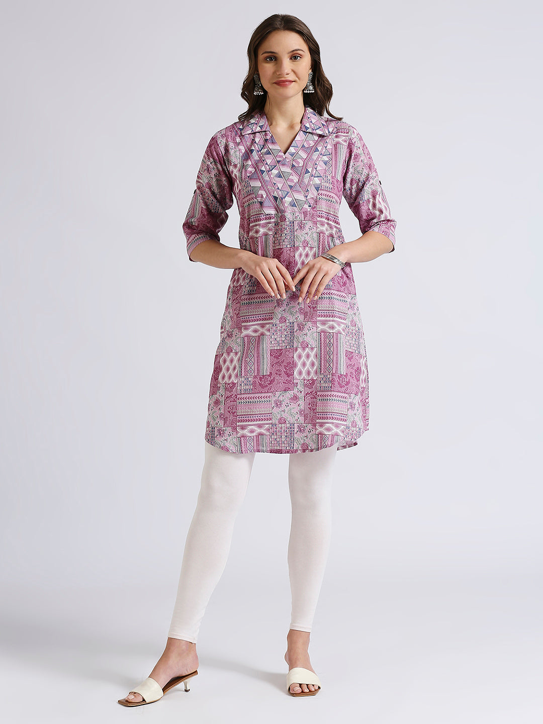 Pink embdriodery kurti