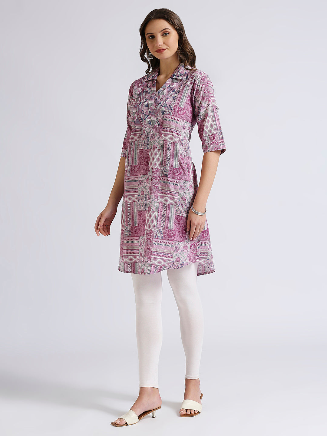 Pink embdriodery kurti