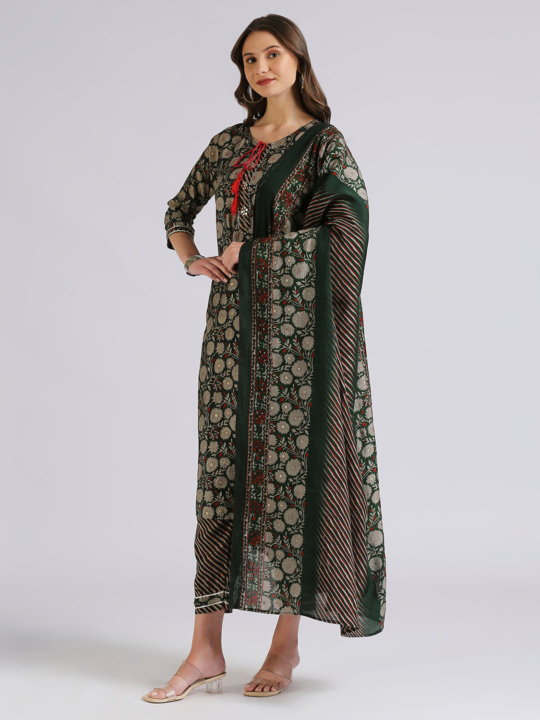 Modal printed top bottom dupatta