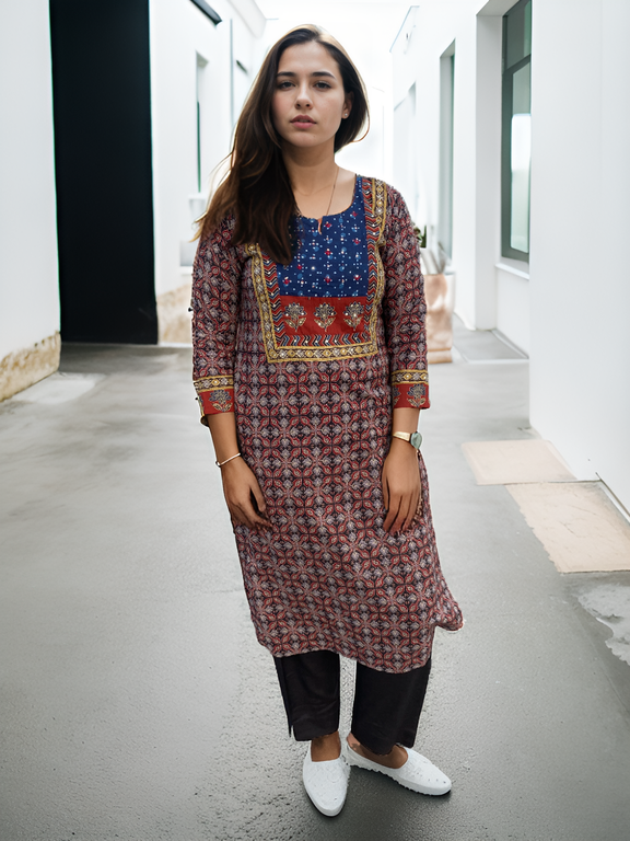 Hand Block Printed Cotton Tabla Kurti